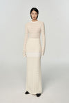 SWAYING/KNIT patchwork striped long skirt SW23AW3B09 white
